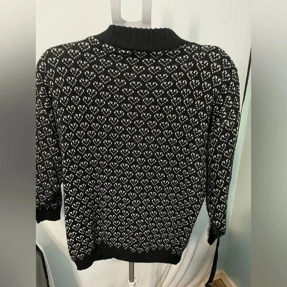 Vintage 80s Adele rose black and silver sweater size 22W Bin 12 - Picture 9 of 12